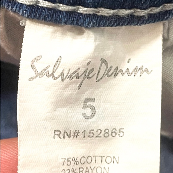 Salvaje Denim  Size 5 Distressed Unique Drop Cut Waist Low Rise Stretch Jeans - Picture 4 of 8